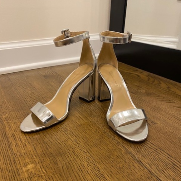 Banana Republic Shoes - Banana Republic Block Heeled Silver Sandals